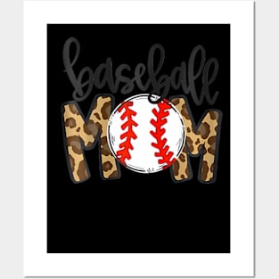 Mothers Day Baseball Mom Leopard Game Day Vibes T Ball Mom Posters and Art